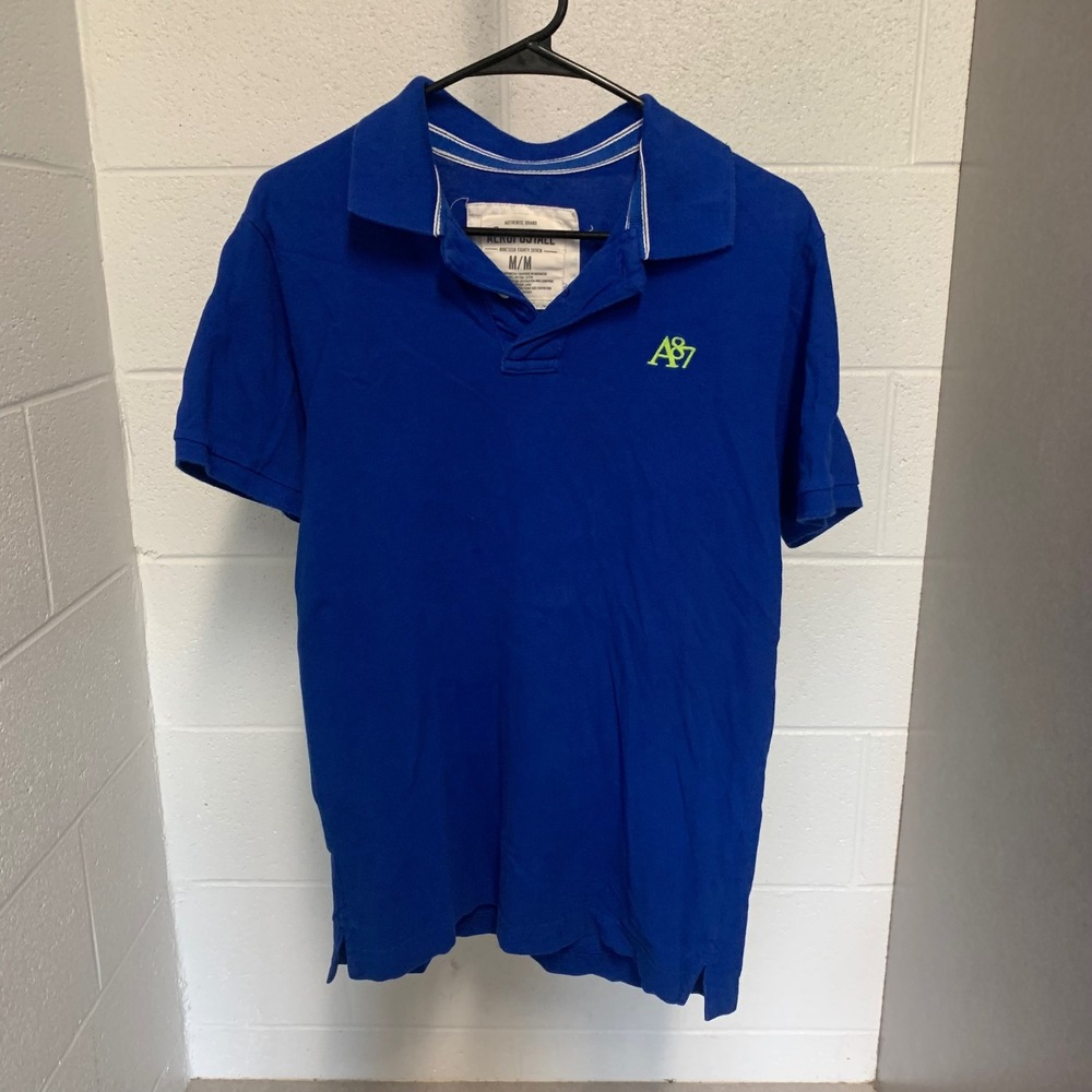 Aeropostale Mens Royal Blue A87 Logo Pique Cotton Short Sleeve Polo Shirt Medium